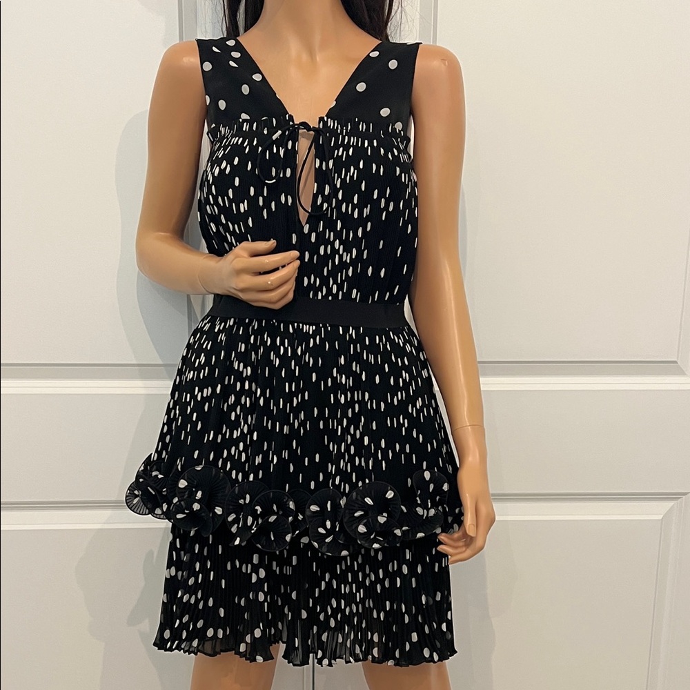 Stella McCartney Runway Black & White Polka Dot Ruffled Silk Dress